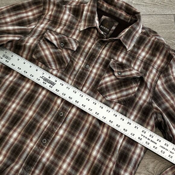 Prana Shirt Mens XL Brown Thermal Lined Shacket Hiking Trail Barn Gorpcore - Picture 7 of 9